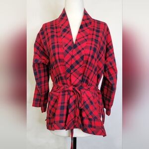 Made well plaid Japanese style kimono with tye